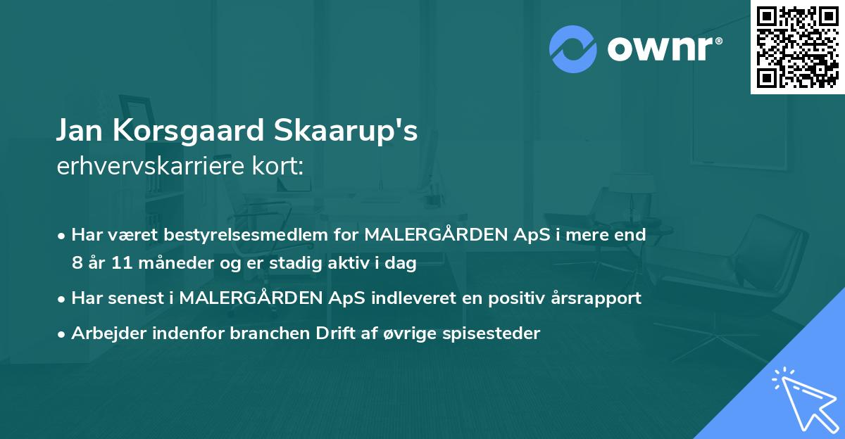 Jan Korsgaard Skaarup's erhvervskarriere kort