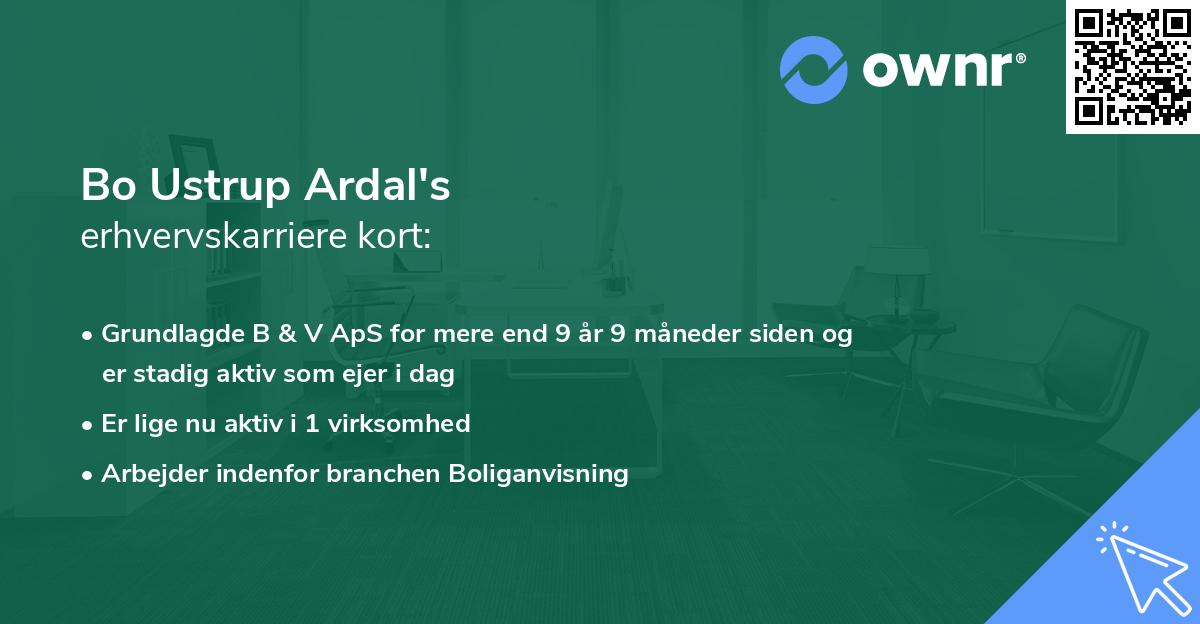 Bo Ustrup Ardal's erhvervskarriere kort