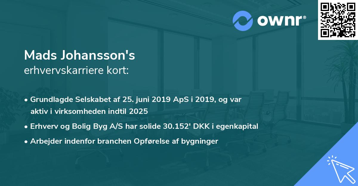 Mads Johansson's erhvervskarriere kort