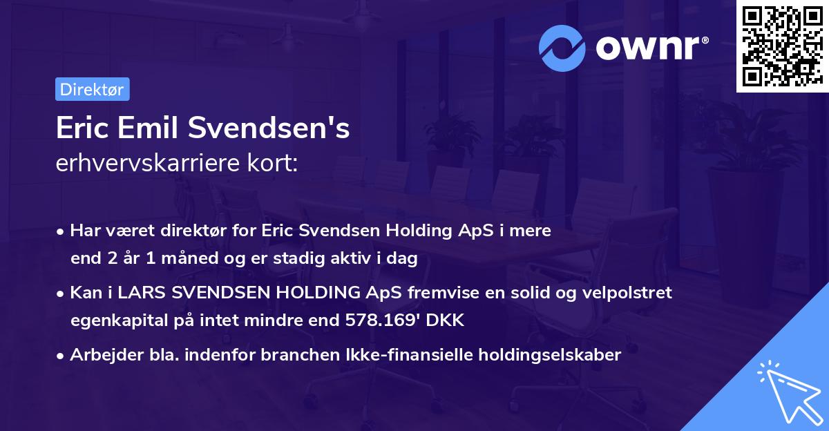 Eric Emil Svendsen's erhvervskarriere kort