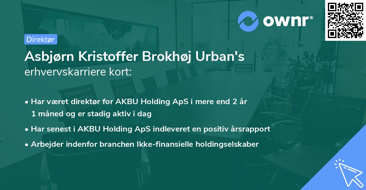 Asbjørn Kristoffer Brokhøj Urban's erhvervskarriere kort