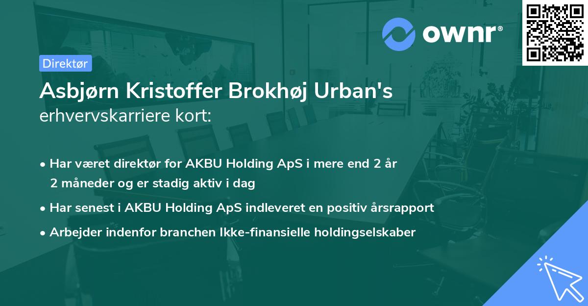 Asbjørn Kristoffer Brokhøj Urban's erhvervskarriere kort