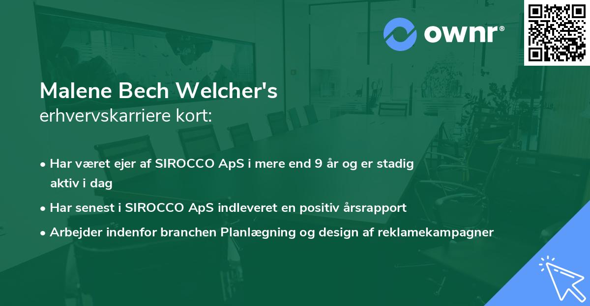 Malene Bech Welcher's erhvervskarriere kort
