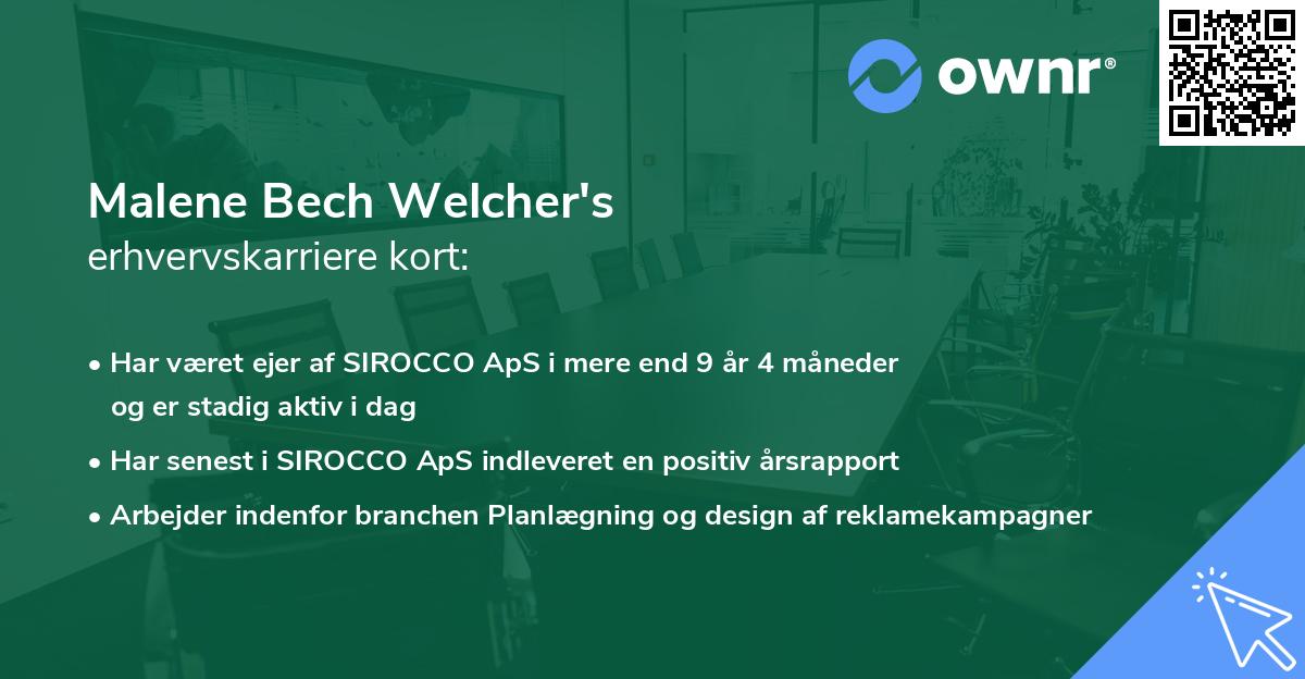 Malene Bech Welcher's erhvervskarriere kort