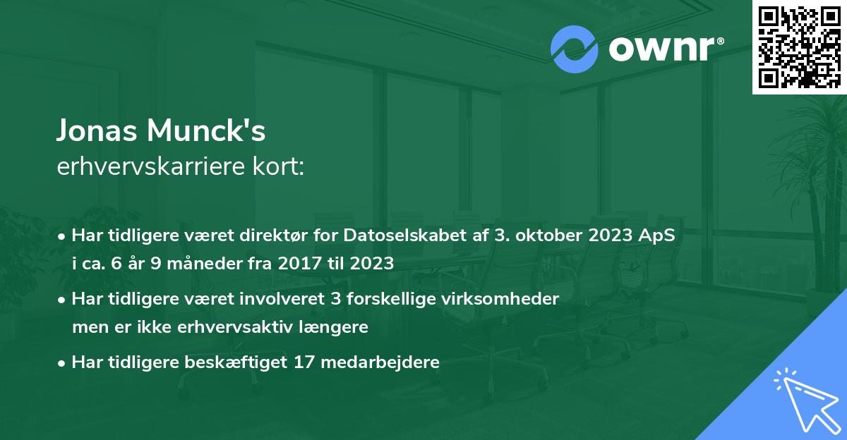 Jonas Munck's erhvervskarriere kort