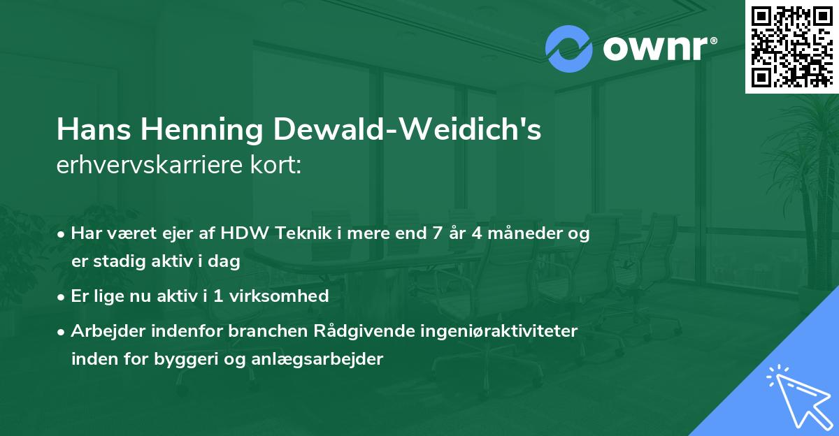 Hans Henning Dewald-Weidich's erhvervskarriere kort