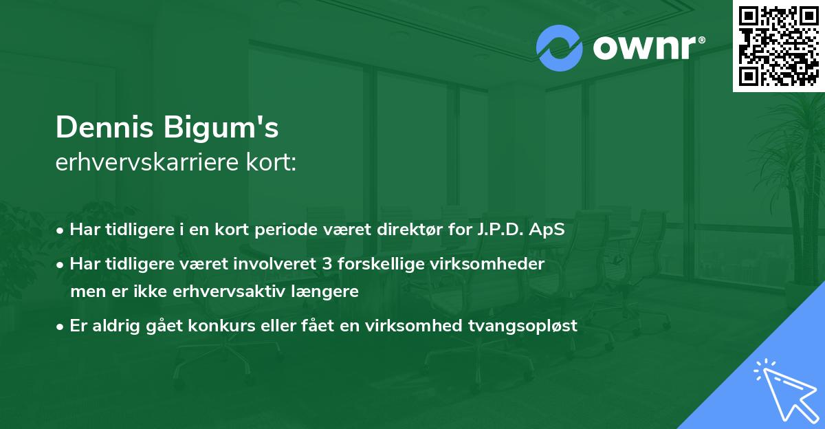 Dennis Bigum's erhvervskarriere kort