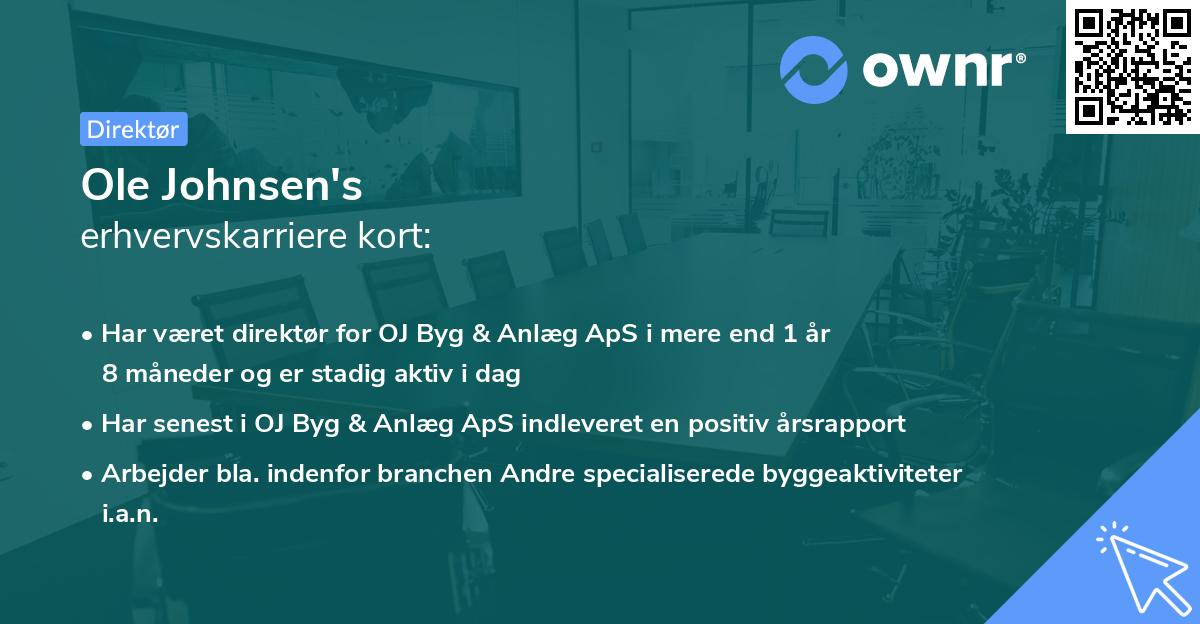 Ole Johnsen's erhvervskarriere kort