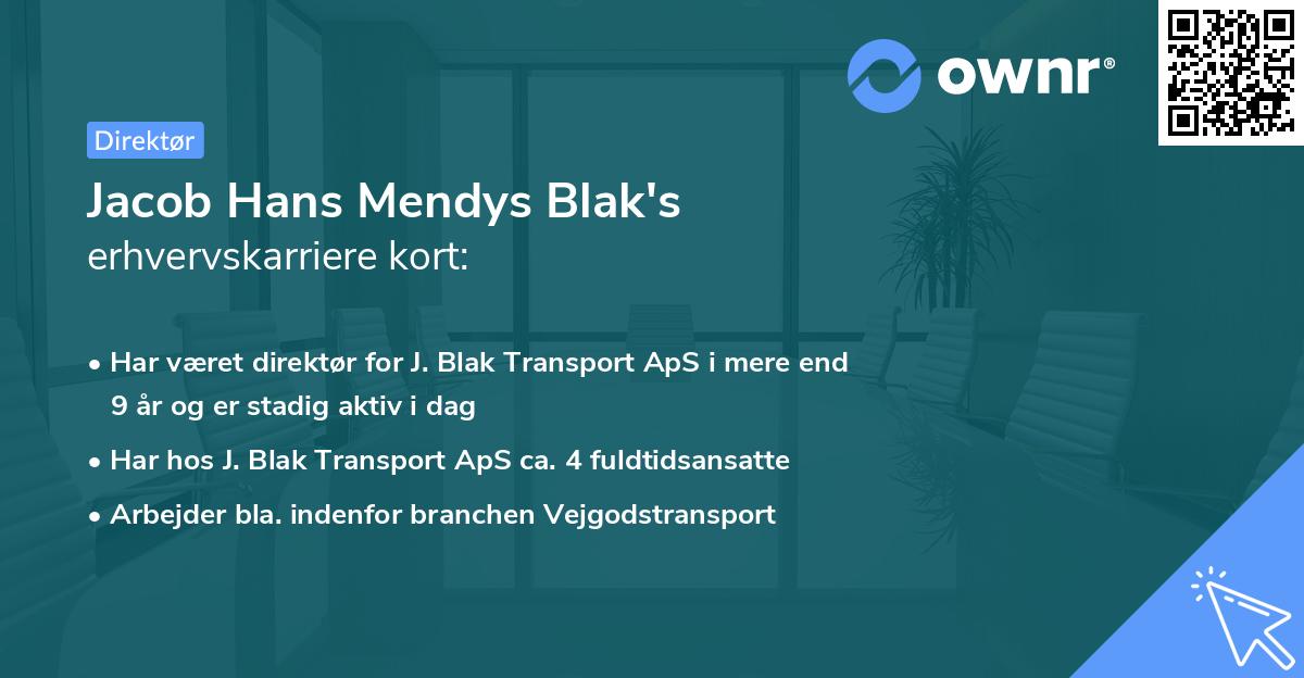 Jacob Hans Mendys Blak's erhvervskarriere kort