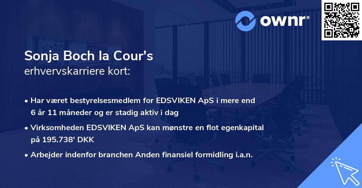 Sonja Boch la Cour's erhvervskarriere kort