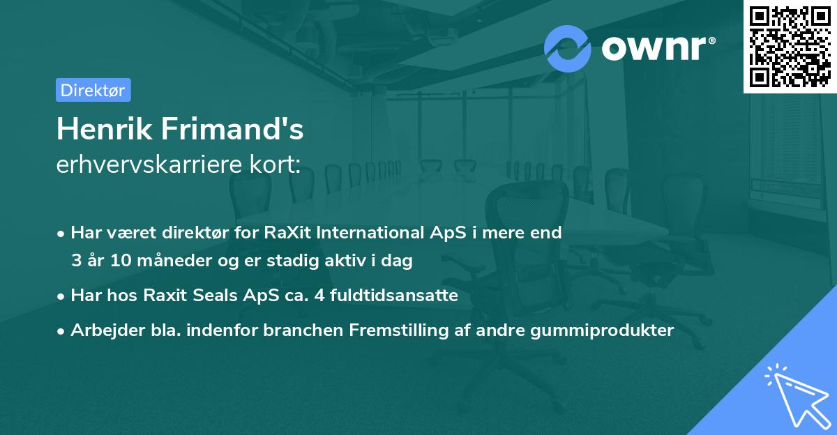 Henrik Frimand's erhvervskarriere kort