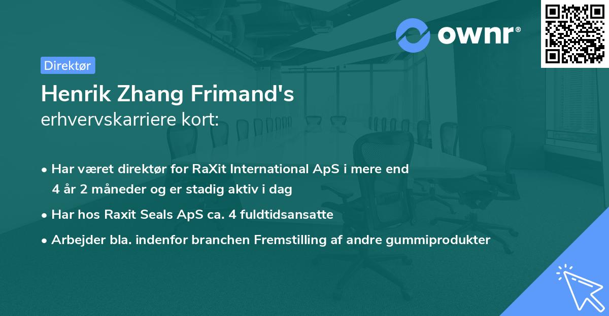 Henrik Zhang Frimand's erhvervskarriere kort