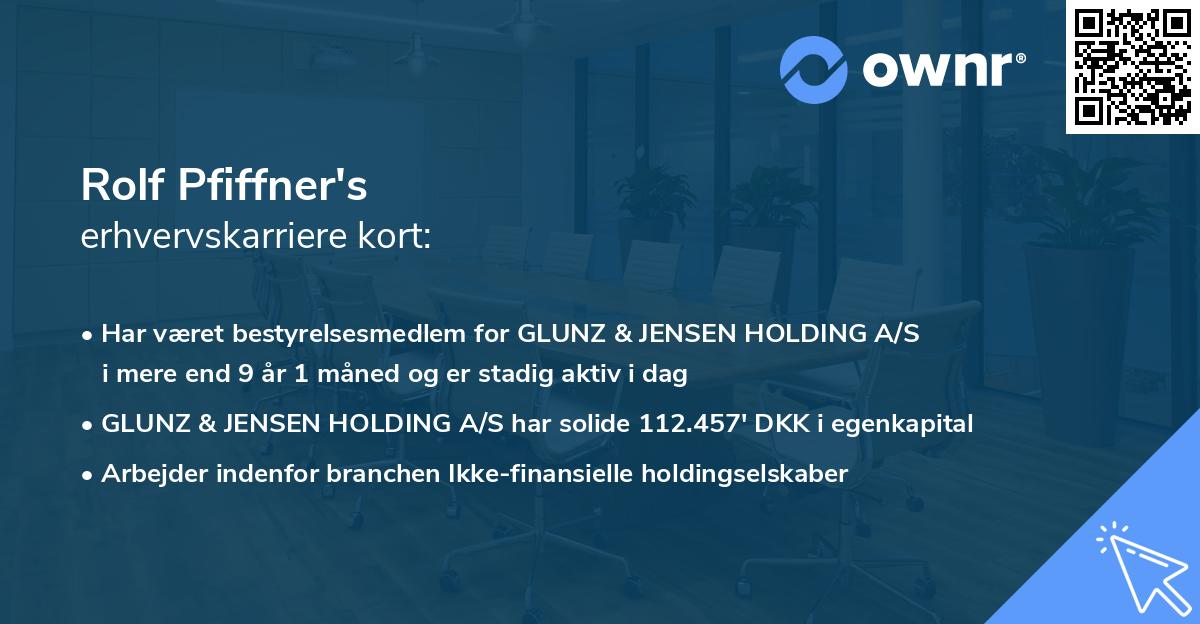 Rolf Pfiffner's erhvervskarriere kort