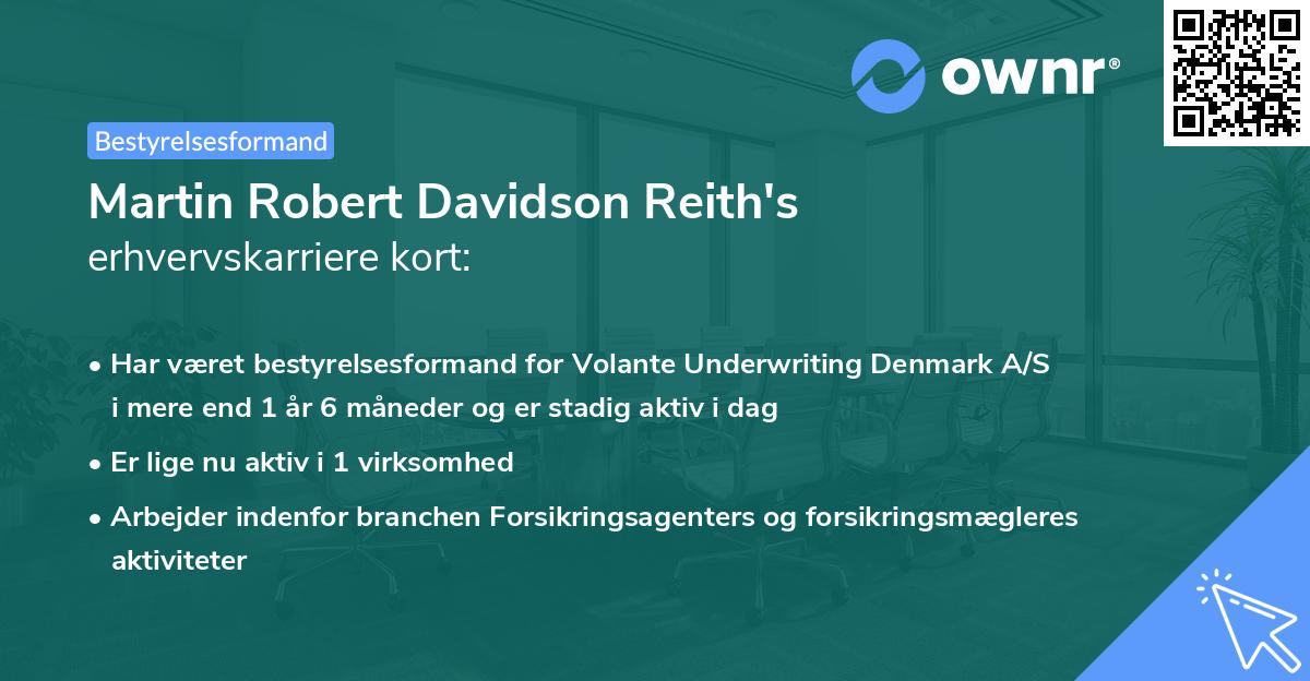 Martin Robert Davidson Reith's erhvervskarriere kort