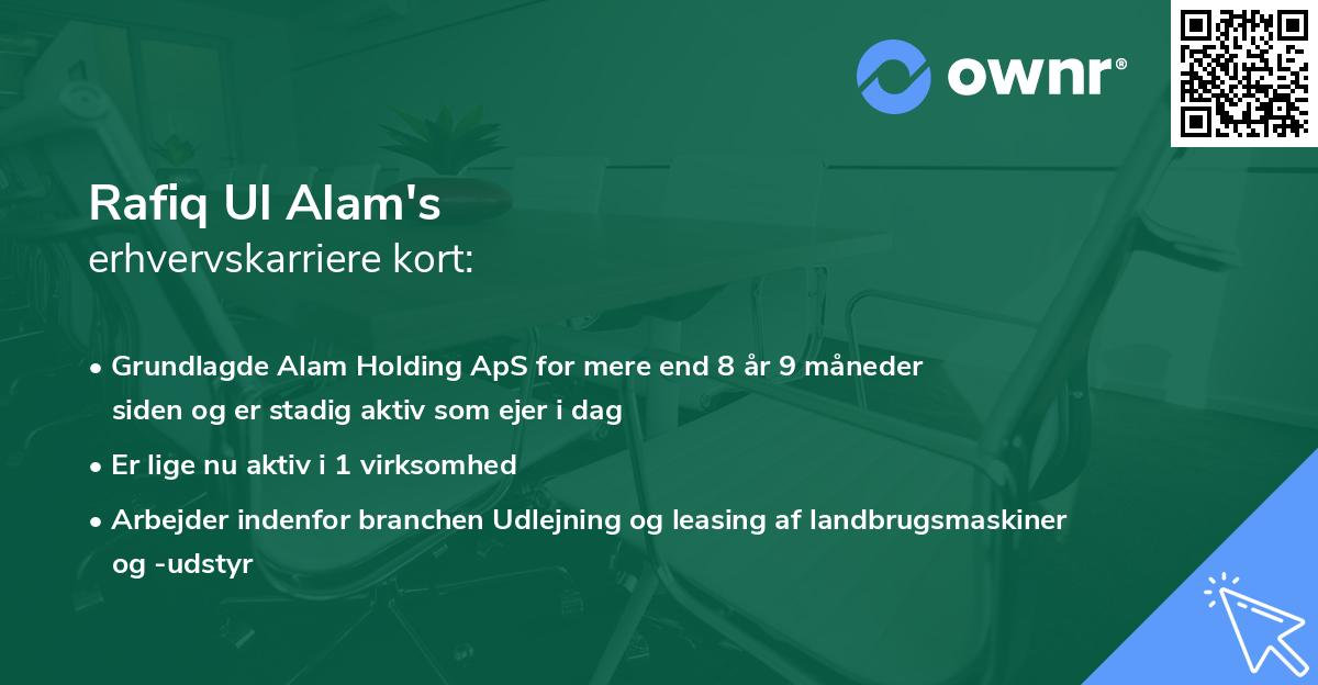 Rafiq Ul Alam's erhvervskarriere kort