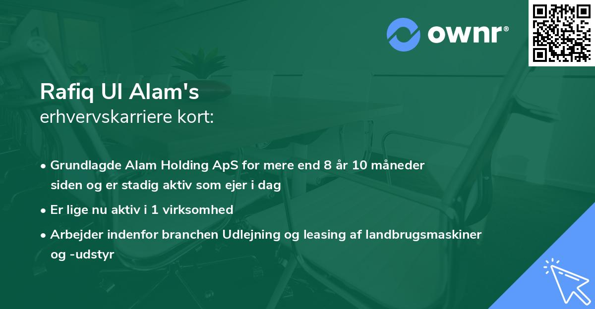 Rafiq Ul Alam's erhvervskarriere kort