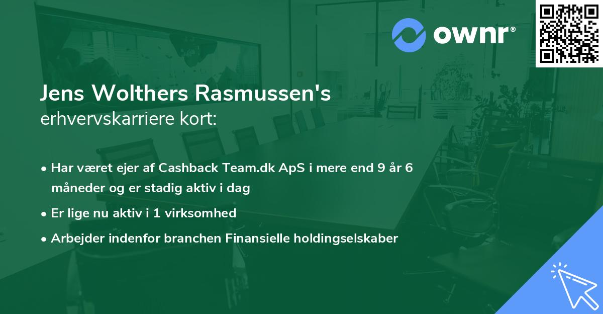 Jens Wolthers Rasmussen's erhvervskarriere kort