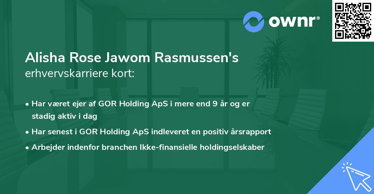 Alisha Rose Jawom Rasmussen's erhvervskarriere kort