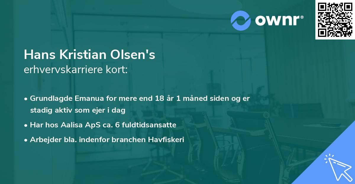 Hans Kristian Olsen's erhvervskarriere kort