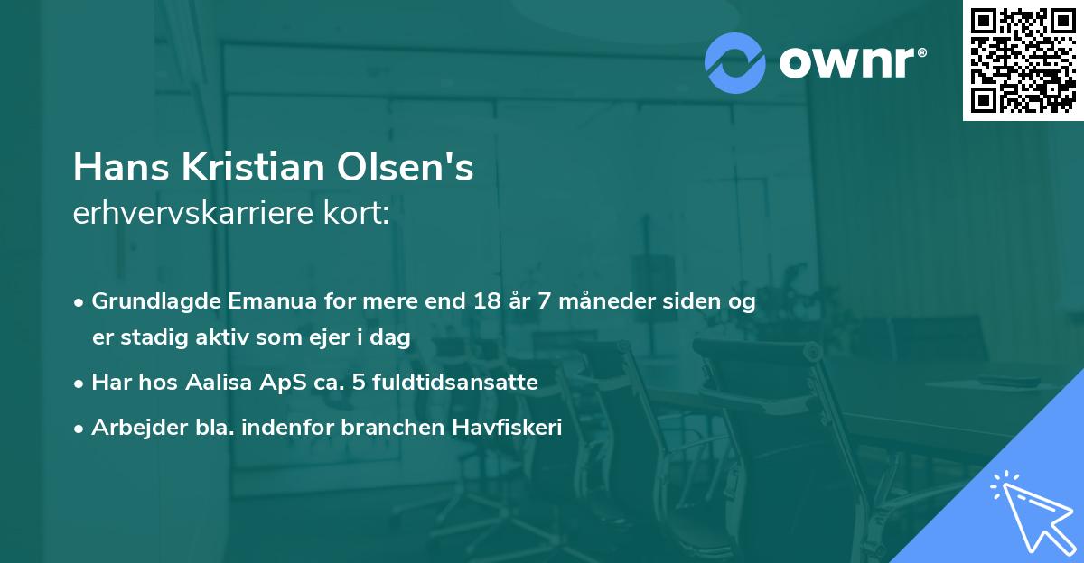 Hans Kristian Olsen's erhvervskarriere kort