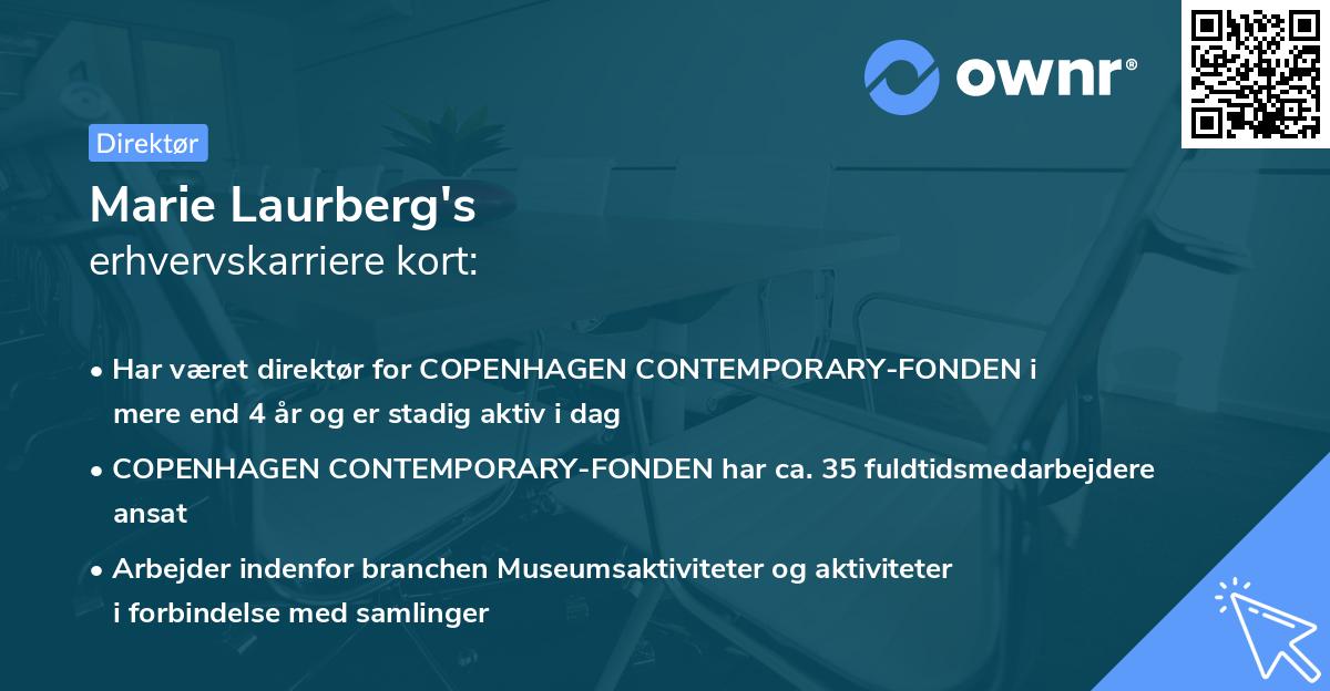 Marie Laurberg's erhvervskarriere kort