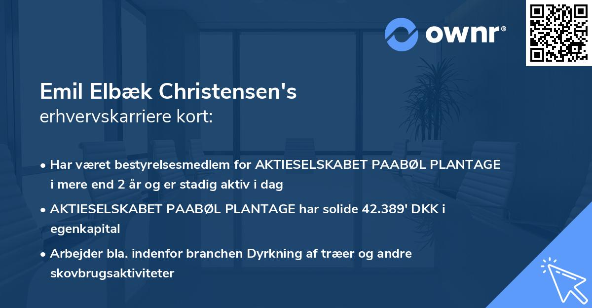 Emil Elbæk Christensen's erhvervskarriere kort