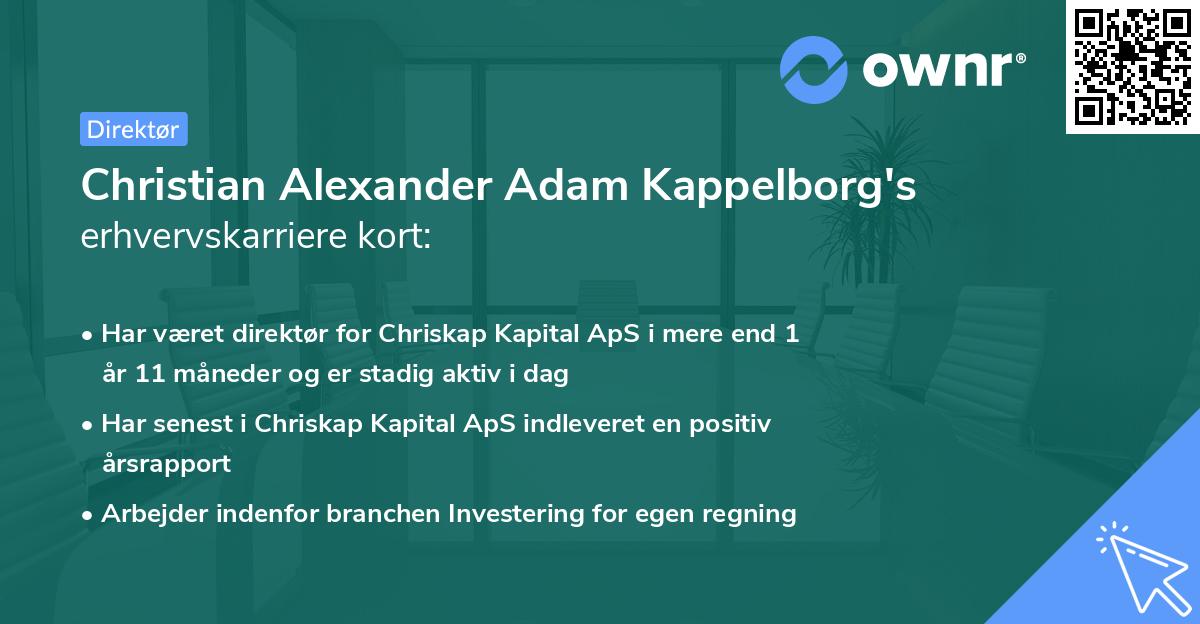 Christian Alexander Adam Kappelborg's erhvervskarriere kort