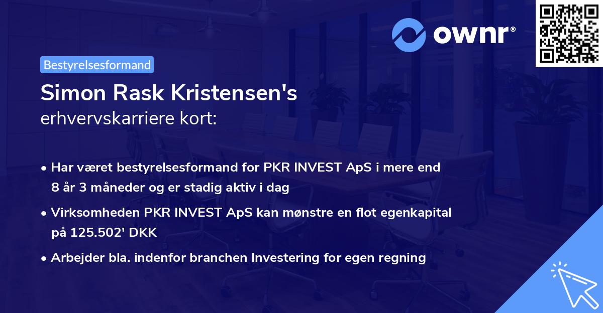 Simon Rask Kristensen's erhvervskarriere kort