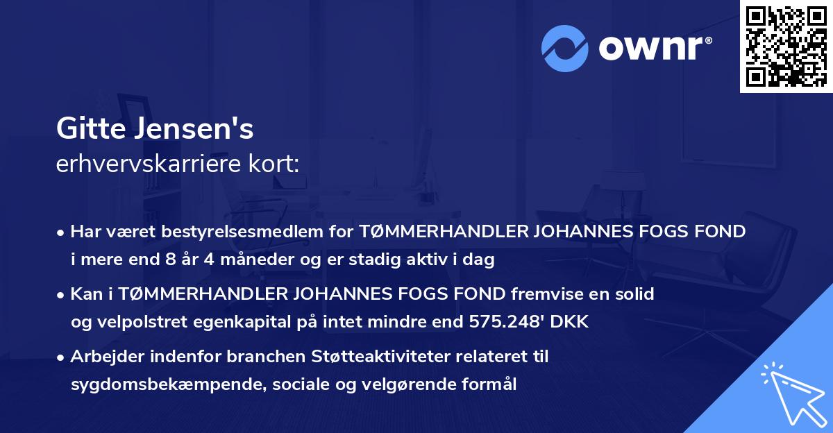 Gitte Jensen's erhvervskarriere kort