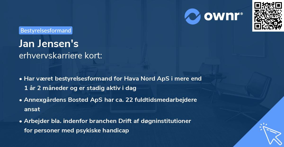 Jan Jensen's erhvervskarriere kort