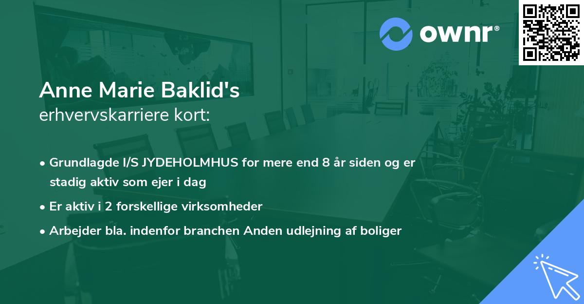 Anne Marie Baklid's erhvervskarriere kort