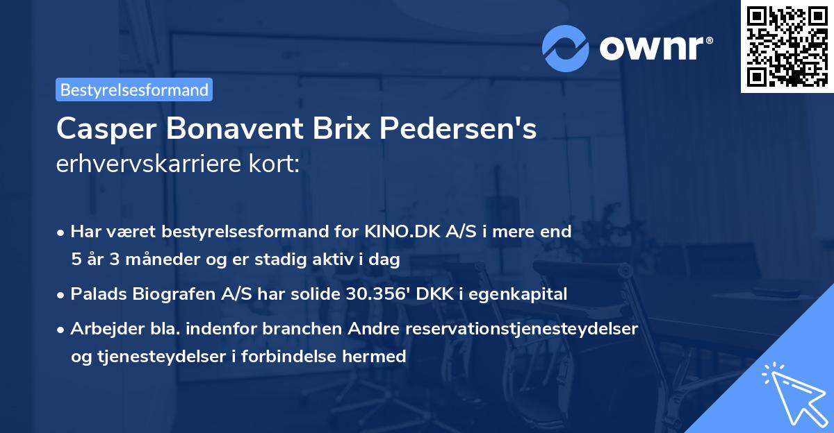 Casper Bonavent Brix Pedersen's erhvervskarriere kort