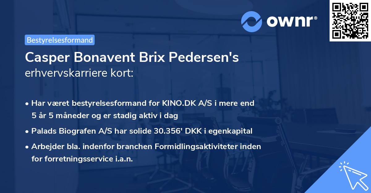 Casper Bonavent Brix Pedersen's erhvervskarriere kort