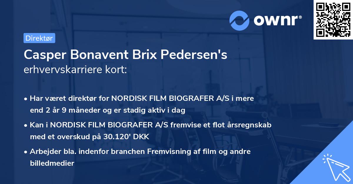 Casper Bonavent Brix Pedersen's erhvervskarriere kort