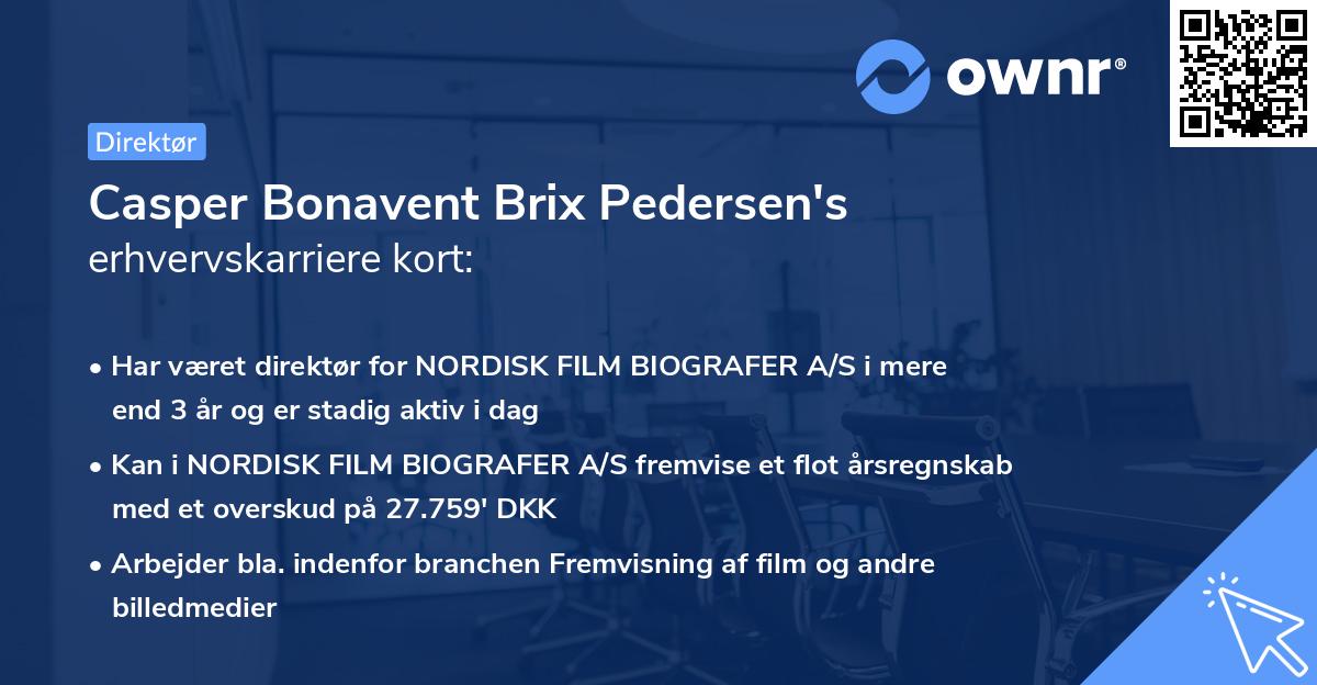 Casper Bonavent Brix Pedersen's erhvervskarriere kort
