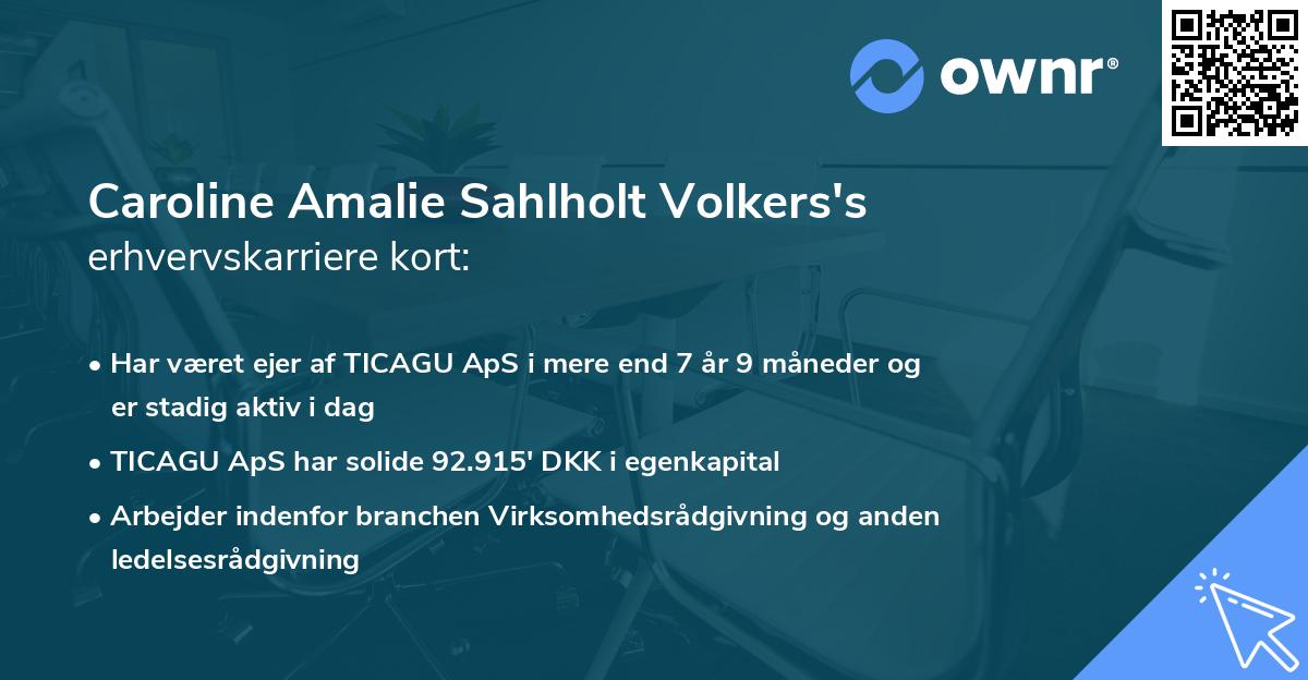 Caroline Amalie Sahlholt Volkers's erhvervskarriere kort