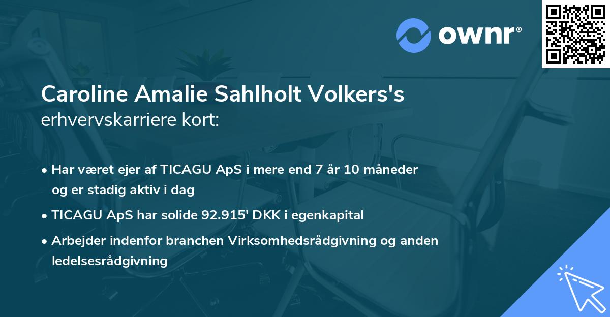Caroline Amalie Sahlholt Volkers's erhvervskarriere kort