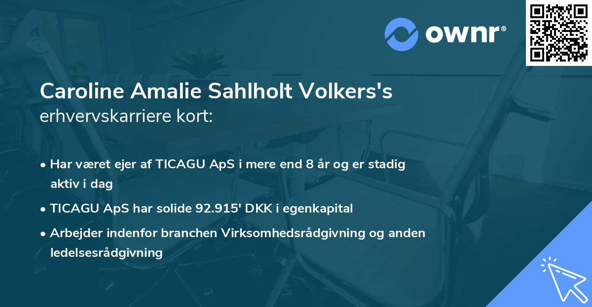 Caroline Amalie Sahlholt Volkers's erhvervskarriere kort