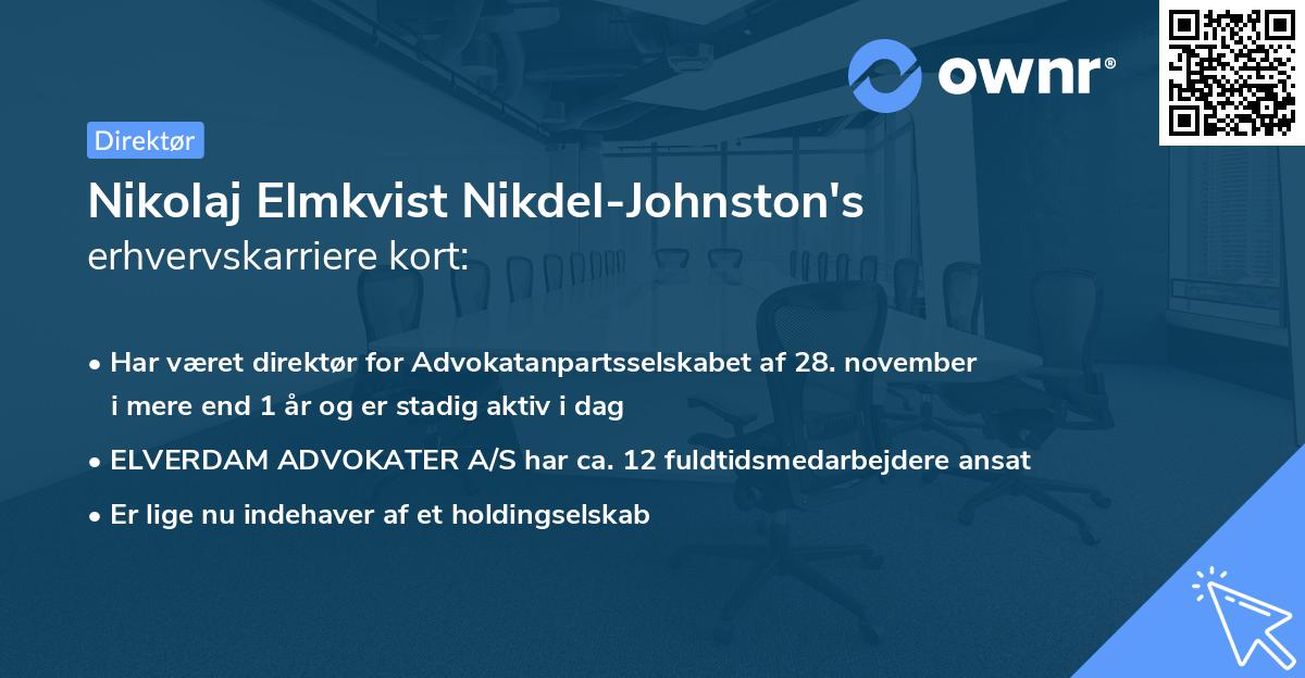 Nikolaj Elmkvist Nikdel-Johnston's erhvervskarriere kort