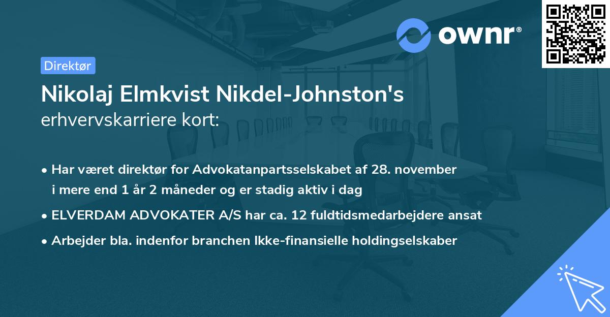 Nikolaj Elmkvist Nikdel-Johnston's erhvervskarriere kort