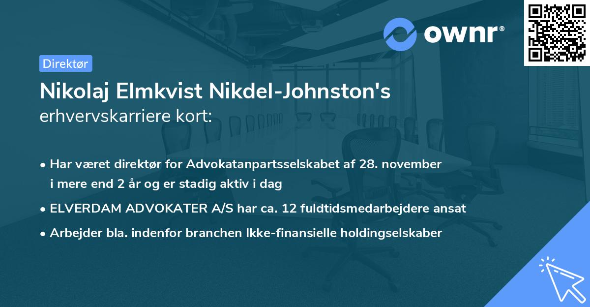 Nikolaj Elmkvist Nikdel-Johnston's erhvervskarriere kort