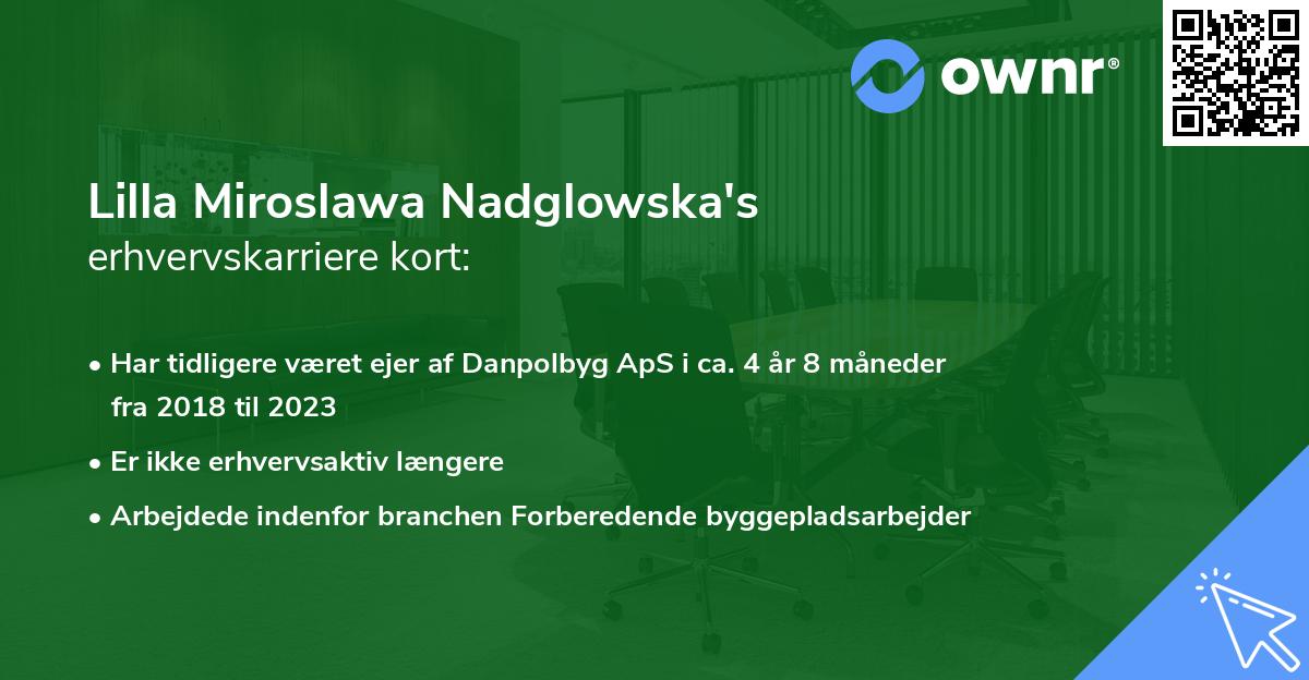 Lilla Miroslawa Nadglowska's erhvervskarriere kort