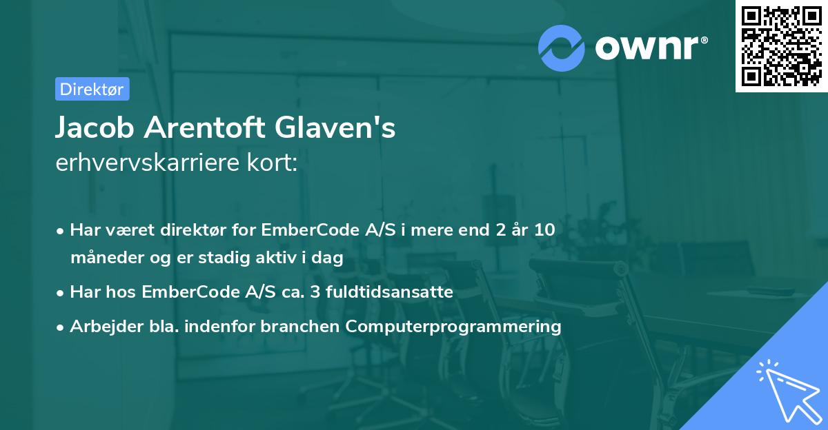 Jacob Arentoft Glaven's erhvervskarriere kort