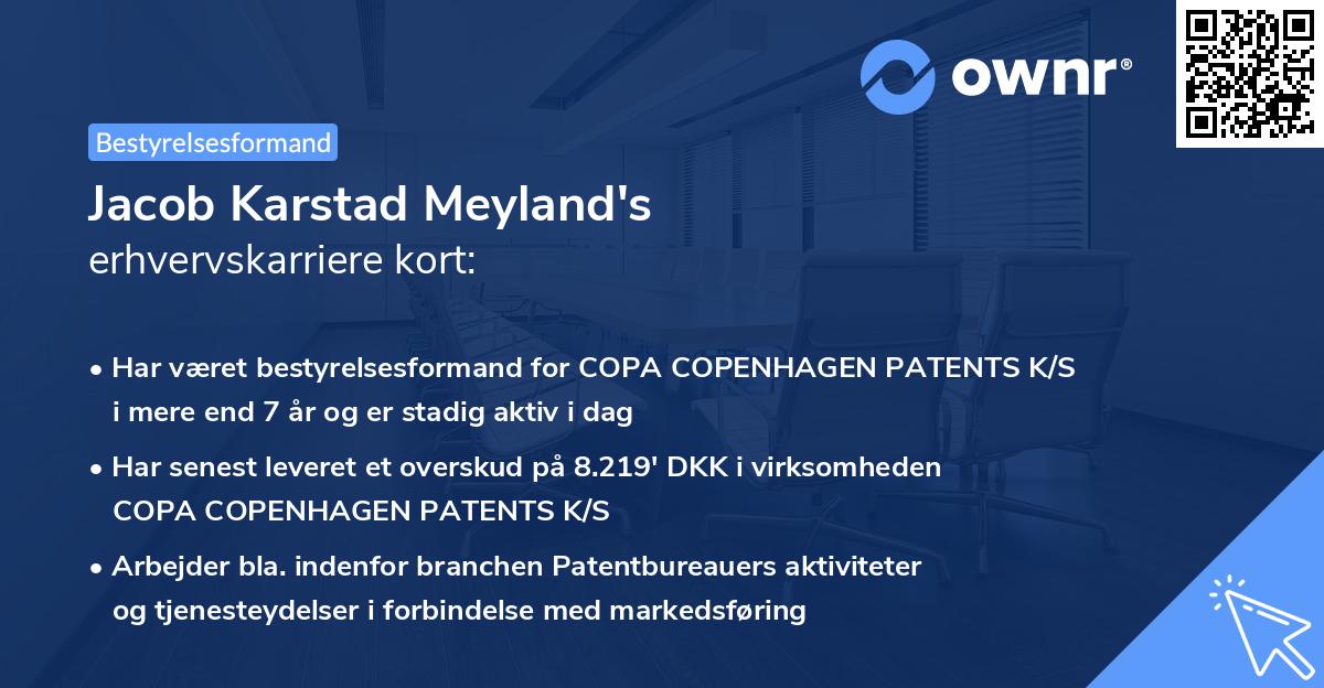 Jacob Karstad Meyland's erhvervskarriere kort
