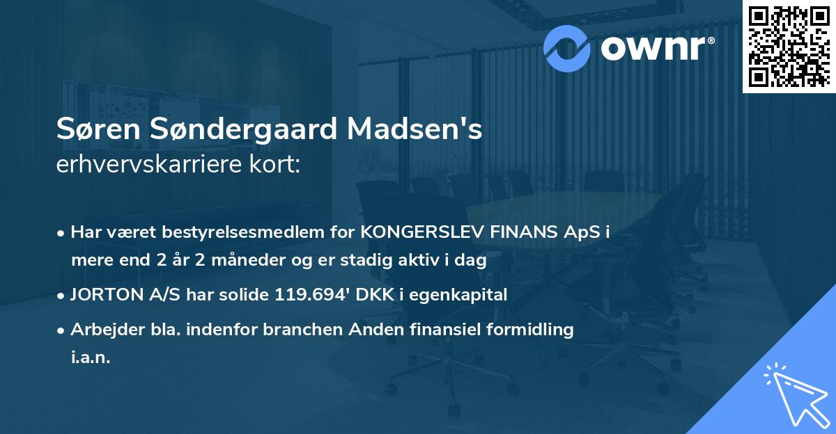 Søren Søndergaard Madsen's erhvervskarriere kort