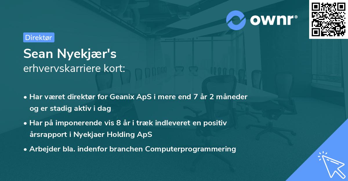 Sean Nyekjær's erhvervskarriere kort