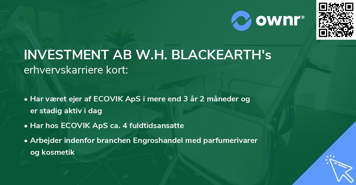 INVESTMENT AB W.H. BLACKEARTH's erhvervskarriere kort