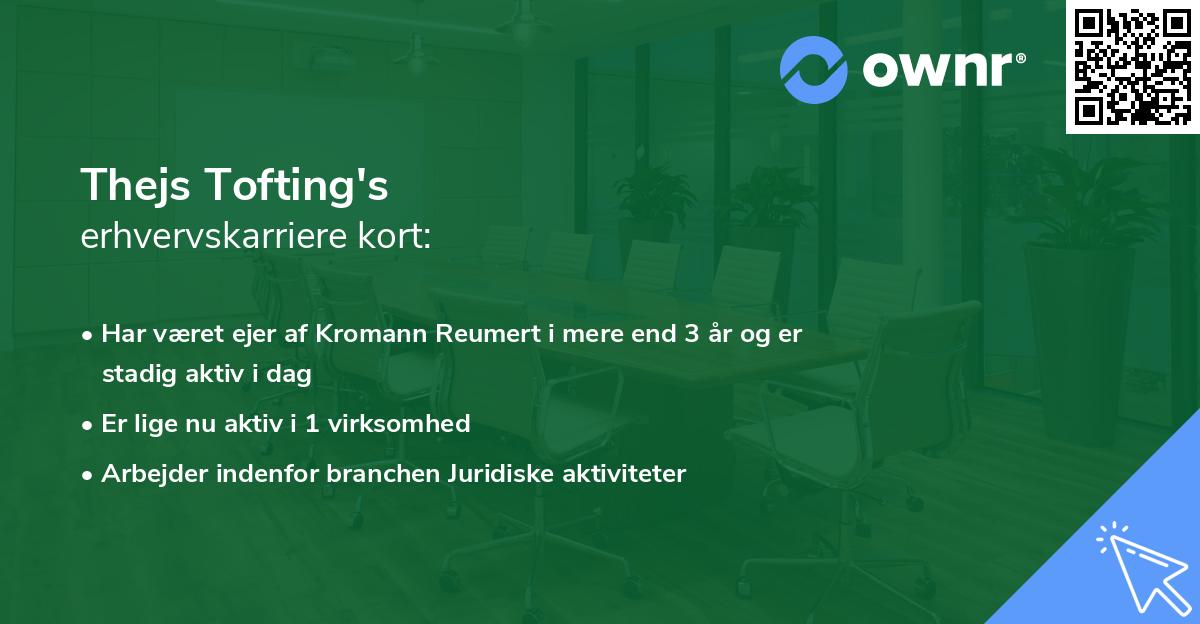 Thejs Tofting's erhvervskarriere kort