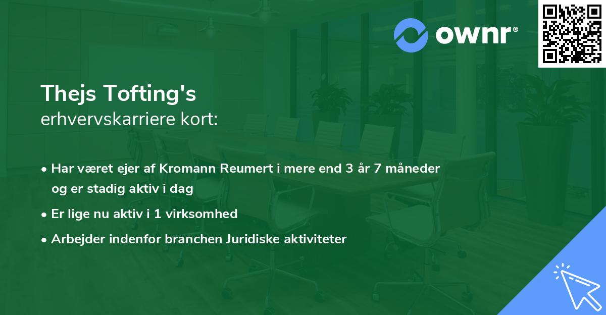 Thejs Tofting's erhvervskarriere kort