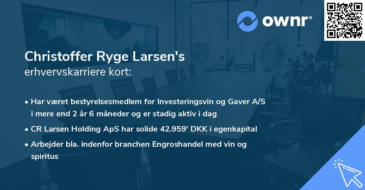 Christoffer Ryge Larsen's erhvervskarriere kort
